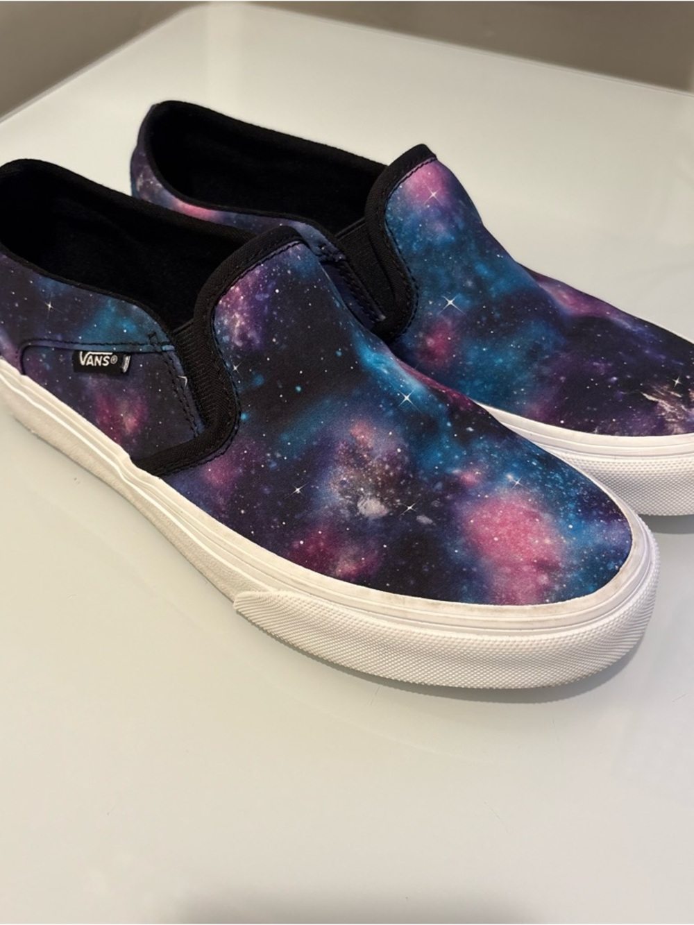 W6.5 Vans Slip-On Galaxy Print Sneakers -